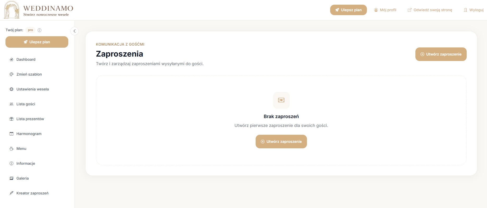 Kreator zaproszeń ślubnych online Weddinamo
